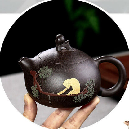 Yixing Zisha Tea Pot Marked Xishi Pot Monkey Statue Chinese Kungfu Tea Pot