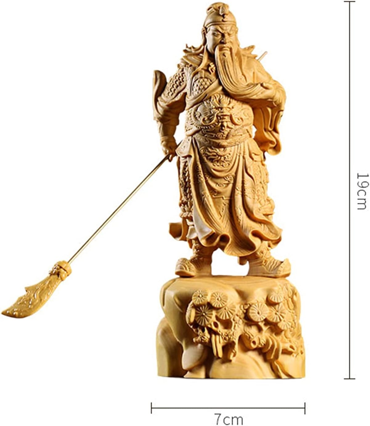 WJCRYPD Buddha 19CM Guangong God of Wealth Huang Wood Statue Home Solid Wood Guan Yu Statue Carving Arts and Crafts Buddha Statue SurongL (Size : 19CM)