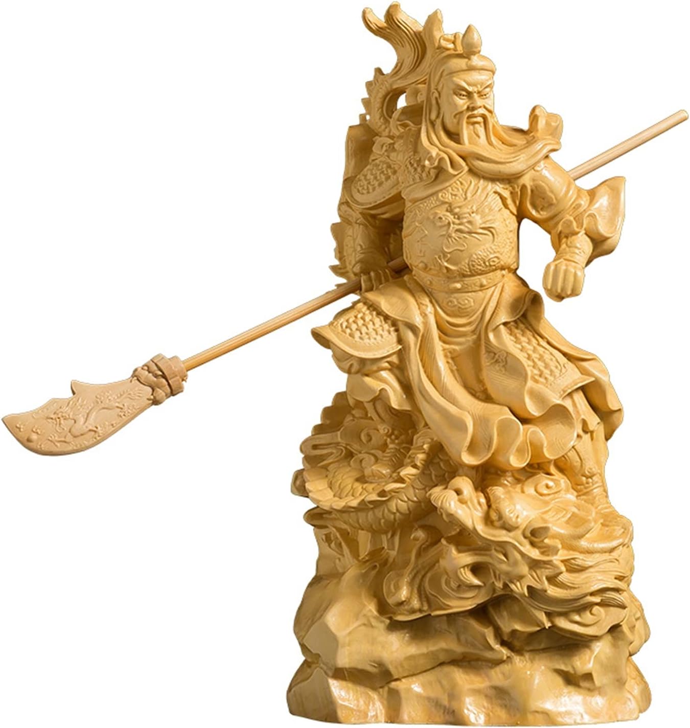 WJCRYPD Buddha 16cm Dragon Cloud Guan Gong Buddha Decor Solid Wood Carving Guan Yu Feng Shui Zen Garden Decorations for Home Figurine Buddha Statue SurongL (Size : 16cm)