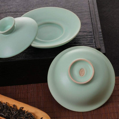 Ru Porcelain Covered Bowl Ru Kiln Celadon Sancai Bowl Gongfu Ruyao Gaiwan 150ml Durable Tea Sets In China