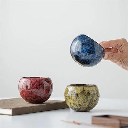 Afternoon Tea Set Kiln Transformation Tea Cup Set Ceramic Tea Cup Kung Fu Tea Set Five Elements Cups Tianmu Jianzhan Teacup Master Cup Gift Box Tea Set for Adults
