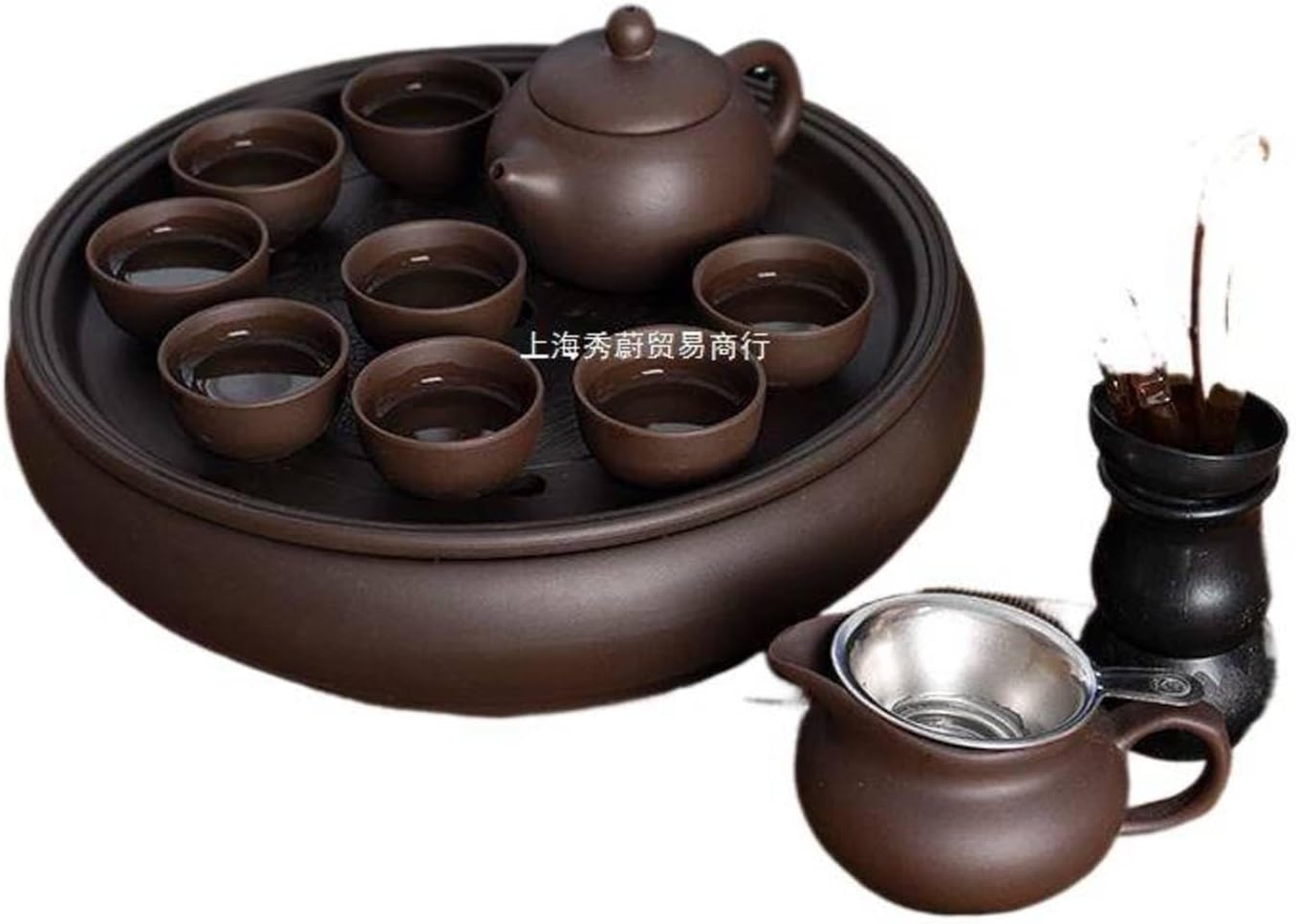 Zisha kung fu Tea Set Suit Household Simple Ceramic Tea Tray teapot Teacup Tea Set Suit