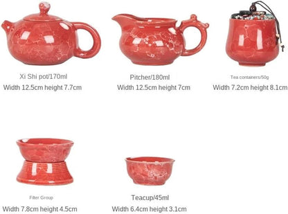 Afternoon Tea Set Travel Ceramic Kung Fu Tea Set Tray Full Portable Storage Bag Pot Cup Tea Set for Adults (Color : E)