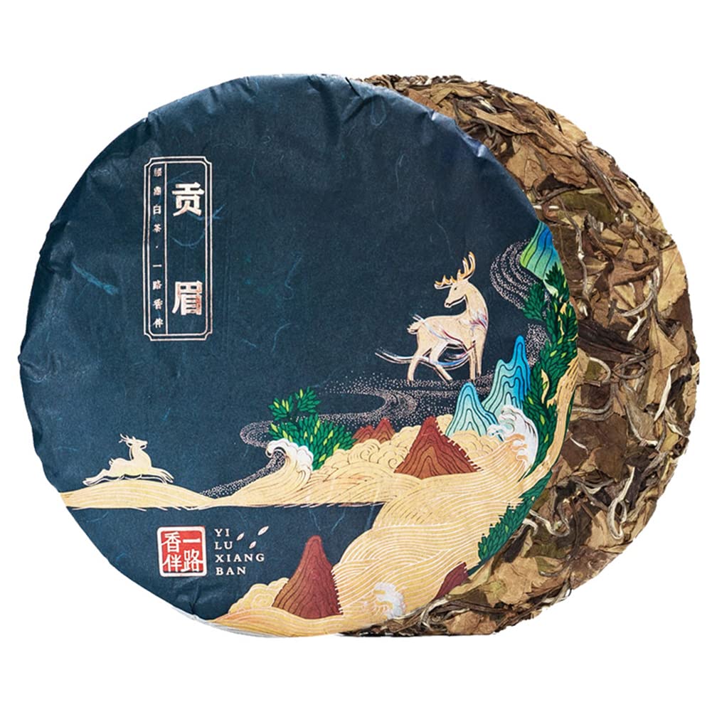 White Chinese Tea Cake From Fuding Fujian China Bai Cha Scented Premium High Mountain Cold Dew Tea Fragrant Low Caffeine Aged Tea for Daily Drink 300g/cake