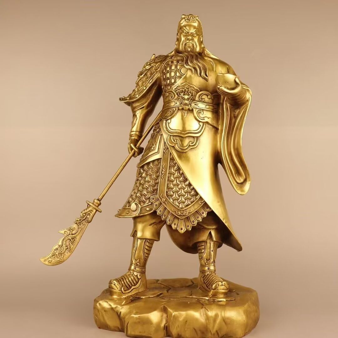 Pure Copper Chinese Feng Shui Guan Gong Statue God of Wealth Home and Office Decoration Wu God of Wealth Guan Yu Statue Best Furnishings Gifts