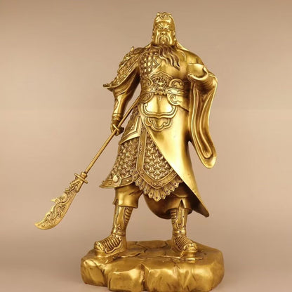 Pure Copper Chinese Feng Shui Guan Gong Statue God of Wealth Home and Office Decoration Wu God of Wealth Guan Yu Statue Best Furnishings Gifts
