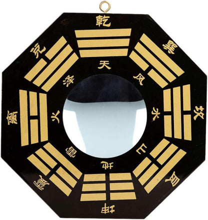 Chinese Feng Shui Convex Bagua Mirror Wood Fengshui ba gua Mirrors (Small)
