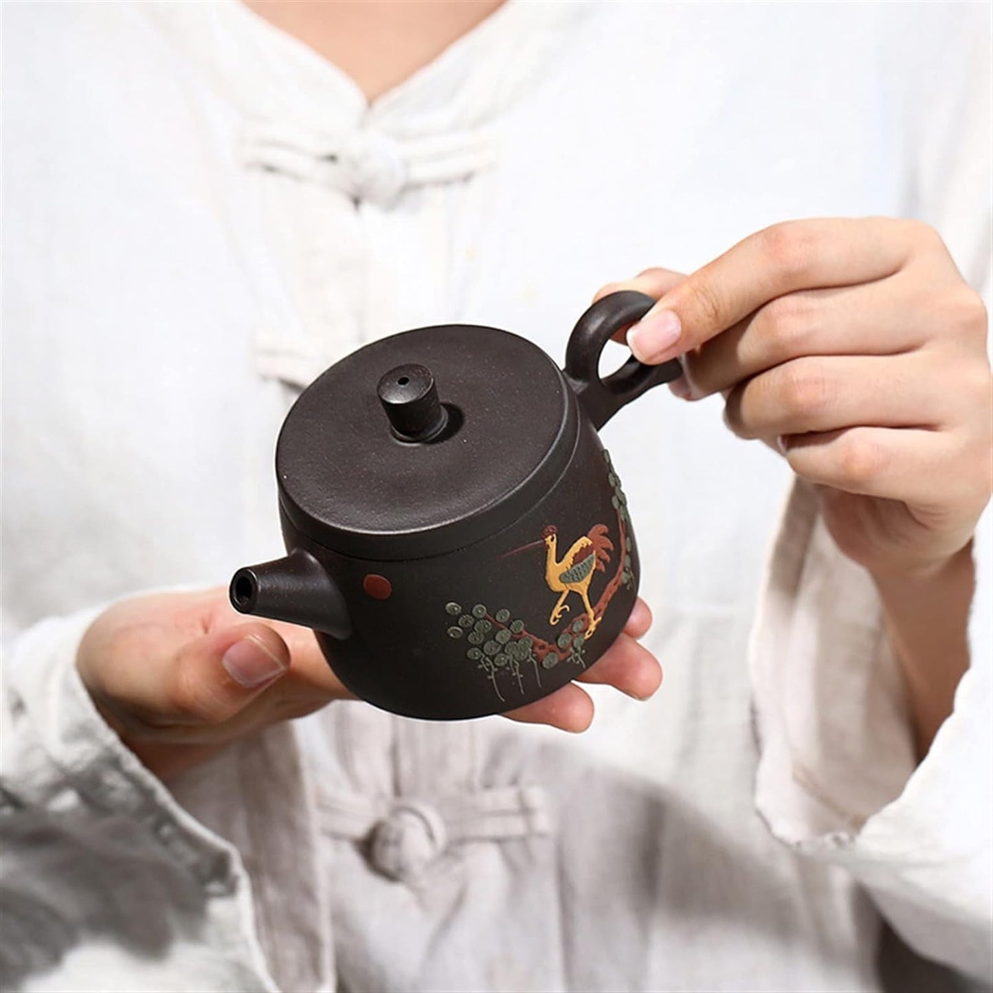 Tea Kettle 180ML Small Single Teapot Handmade Zisha Teapot Delicate Crane Pattern Kung Fu Teapot Durable Tea Maker Loose Leaf Tea Maker