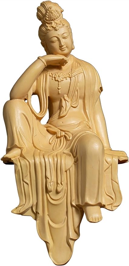WESTCH Creative Design Feng Shui Desktop Decoration Guanyin Bodhisattva Wood Carving Buddha Figure Statue Home Decoration Wood Carving Indoor Statue