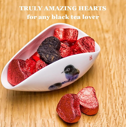 Jinglong Tea Factory - Puerh Tea Mini Tea Cakes (20 Pcs) Ripe Pu-erh Heart Shaped Mini Tuocha (3.6 Ounce)