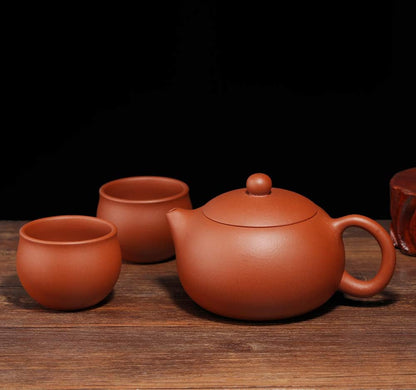 Handmade Yixing Zisha Tea Set,Large Capacity Ceramic Xishi Teapot with Set of 2 Tea Cups,10oz/300ml