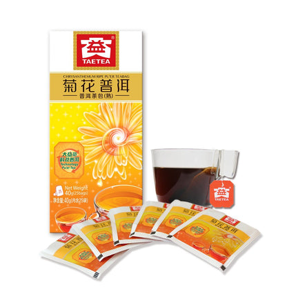 TAETEA Instant Puerh Tea Powder, Pu'er Tea Crystals, 14 Sticks 14g, Sugar Free, Zero Fat, Low Carb, Low Calorie Powdered Puer Tea for Hot & Cold Beverages
