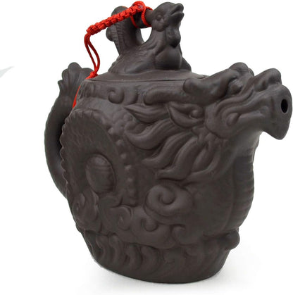 Teapot Chinese Dragon Phoenix Zisha Clay Gongfu Tea Pots Zini for Loose Tea (12oz)