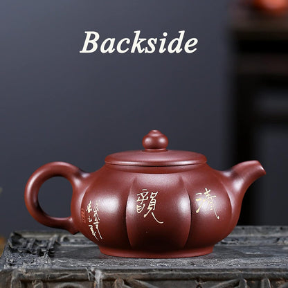 Zisha Teapot Purple Clay Hand Painted Rich and Long Tea Pot 280ml/9.8oz Mud Kettle Pottery Handmade Classical Tea Set