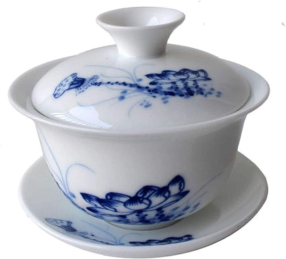 Gaiwan Porcelain Chinese Kung Fu Sancai Tureen Teacup 4oz Set Bowl Saucer Lid (A)