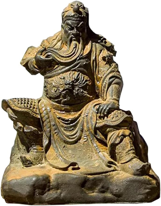 koliyn Guan Yu Statue, Ancient Chinese Samurai Sculpture Imitation cast Iron Handmade Natural Rust Handicraft Ornaments Collection Souvenir Gift H12CM