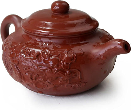 Teapot Chinese Yixing Clay Dragon Pot with 2 Cups,Fine Handmade Loose Leaf Tea Kungfu Maker Set