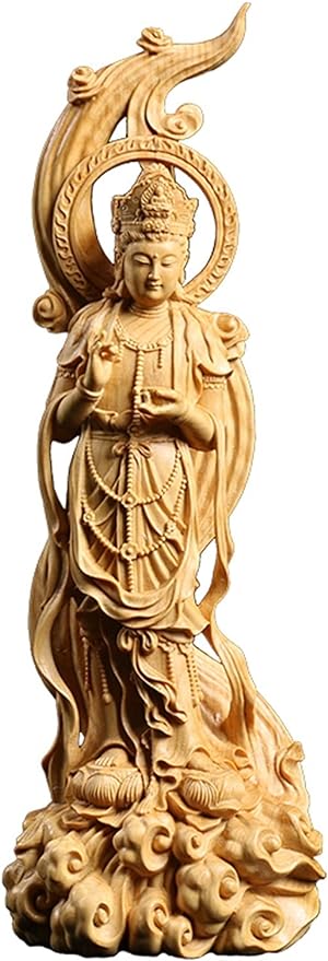 Weiping - Creative Design Guanyin Sculpture Wood Carving Buddha Statue Feng Shui Decoration Home Decoration Indoor Statue