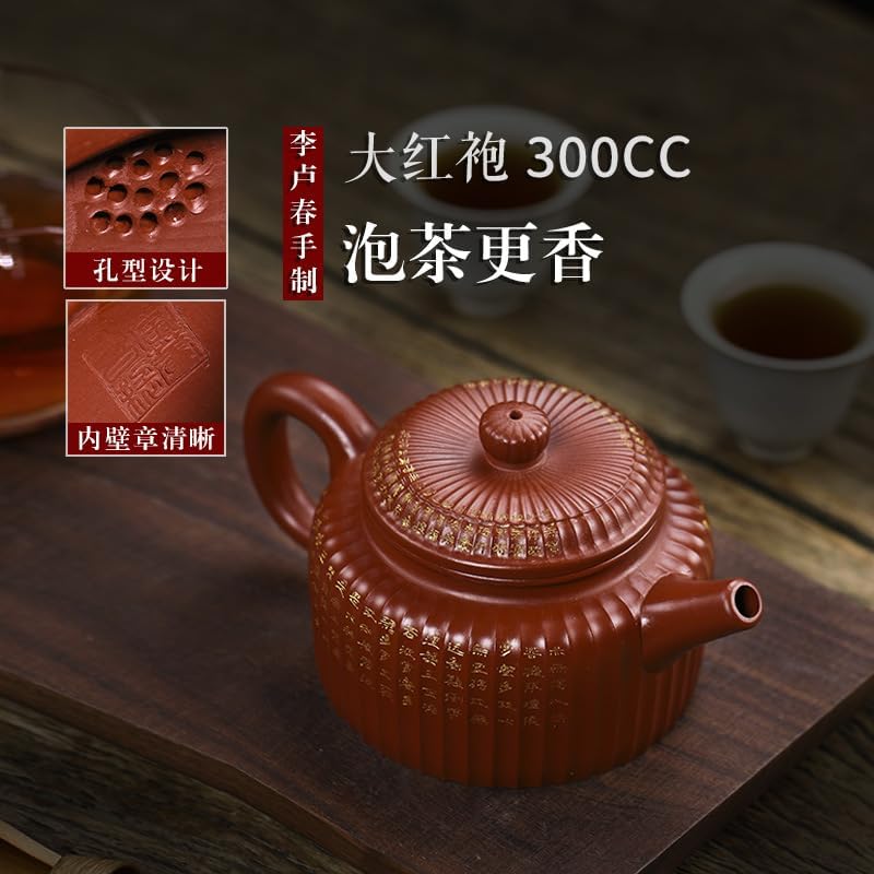 Handmade Zisha Teapot, Chinese Yixing Purple Clay Tea Pot 300cc,Chinese Kungfu Brew Infuser Loose Leaf Tea