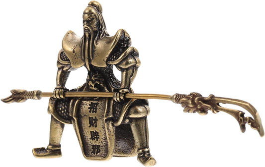 Veemoon Tea pet Guan Yu Chinese Feng Shui Gifts Chinese god of Wealth Decor Fengshui Brass Kwan Warrior Statue Guan Yu Figurine Tea pet Table Topper Household Copper Guan Yu Statue Lovers