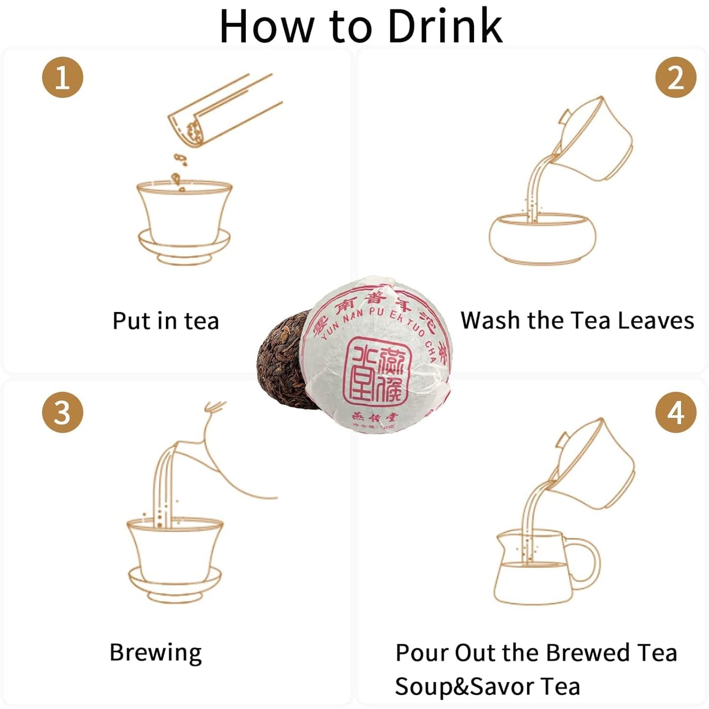 EILIN 10 Years Aged Chinese Puerh Tea Compressed Tuo Cha Yunan Pu Erh Black Lump Ripe Fermented 100g