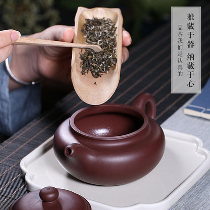 Teapot 12Oz Chinese Yixing Zisha Clay Pottery Handmade Fanggu Tea Pot Ceramics Kungfu Kettle (purple mud)