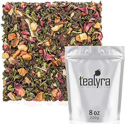 Tealyra - Berry Rose Slenderize - Pu Erh 5 Year Aged with Green Oolong - Loose Leaf Tea Blend - Wellness Healthy Tea - All Natural Ingredients - 220g (8-ounce)