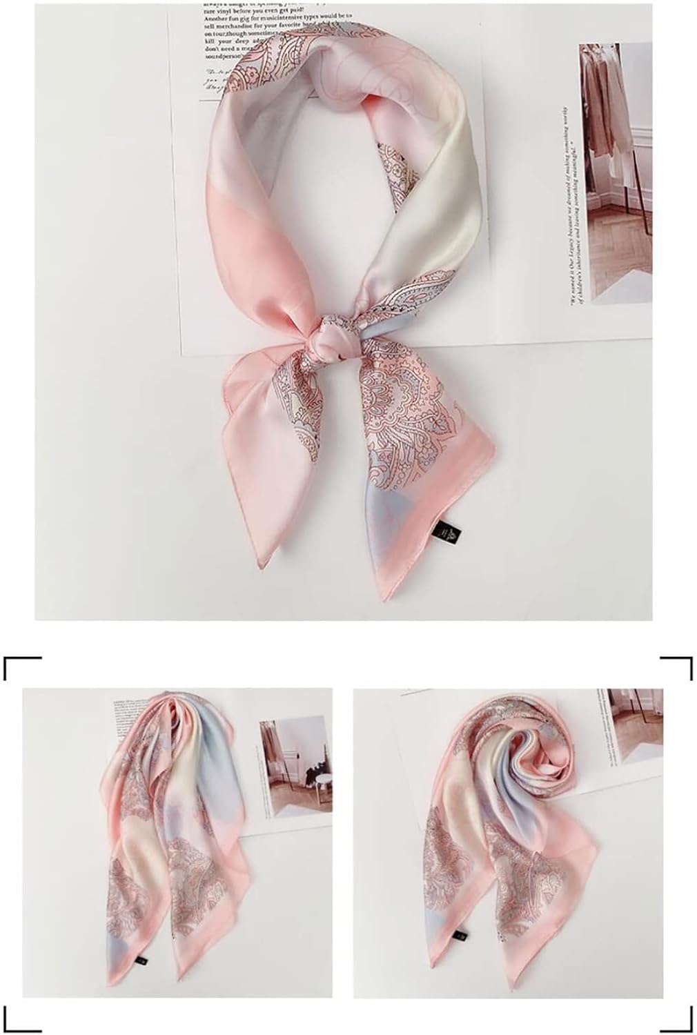 RAN Winter Warm Scarfs Ladies Square Scarf Decorative Floral Pattern Printing Scarf, Spring and Autumn Small Polyester Scarf
