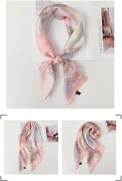 RAN Winter Warm Scarfs Ladies Square Scarf Decorative Floral Pattern Printing Scarf, Spring and Autumn Small Polyester Scarf