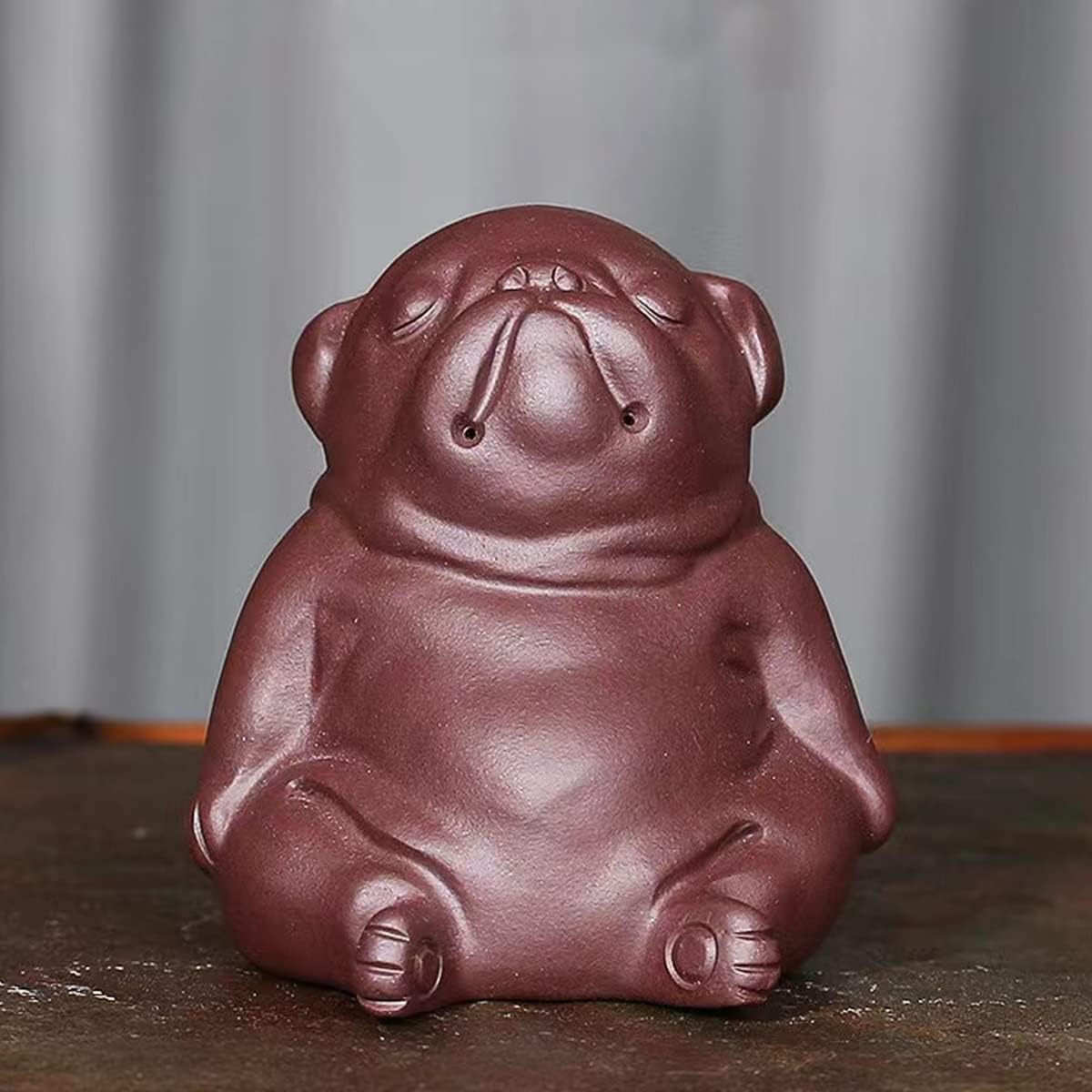 LYART Zisha Tea Pet Angry Unhappy Cat Bat Figurine, Cute Kung Fu Tea Ornament Accessories of Frog Tea Set, Decoration for Tea