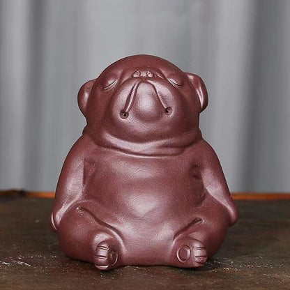 LYART Zisha Tea Pet Angry Unhappy Cat Bat Figurine, Cute Kung Fu Tea Ornament Accessories of Frog Tea Set, Decoration for Tea