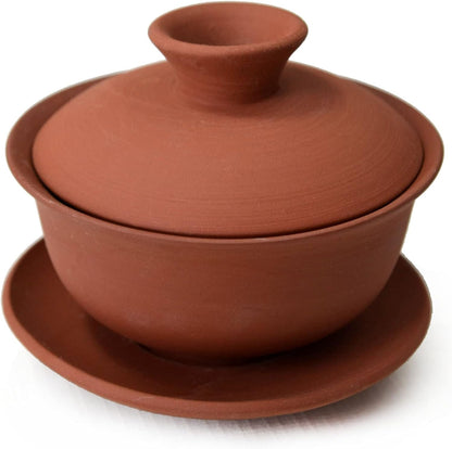 YXHUPOT Gaiwan 4oz Teacup Brown Cups Tureen Tray Cup Gongfu Tea Lid Bowl Saucer (Red)