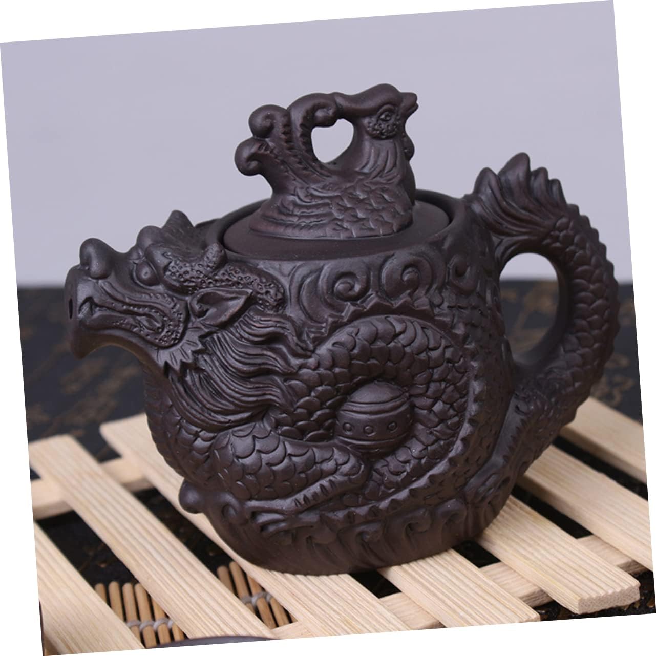 PRETYZOOM Dragon Phoenix Purple Clay Teapot Brass Teapot Tea Kettle Ceramic Zisha Teapot Purple Clay Tea Pot Frog Teapot Tea Pots for Loose Tea Exquisite Tea Pot Ceramics Office Japan