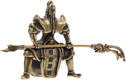 IMIKEYA 3pcs Tea Pet Guan Yu Chinese Guan Yu Decoration Guan Yu Sculpture Mininature Guan Di Statue Guan Chang Statue Kwan Warrior Statue Kung Fu Tea Pet Lovers Copper Brass Guan Yu Statue