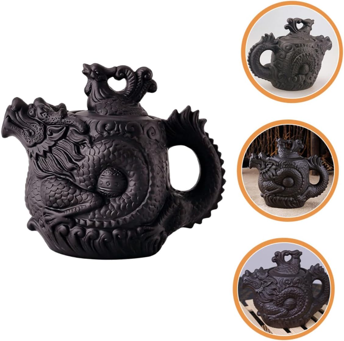 STOBAZA 3pcs Dragon Phoenix Purple Clay Teapot Tea Pets Gongfu Loose Tea Teapots Brass Teapot Ceramic Frog Teapot Zisha Teapot Porcelain Kettle Purple Clay Tea Pot Delicate Japan Office