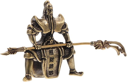 Abaodam 2pcs Tea Pet Guan Yu Guan Chang Statue Mininature Guan Di Statue Chinese Guan Yu Sculpture Chinese Feng Shui Statue Feng Shui Figurines Copper Brass Guan Yu Statue Lovers