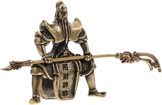 Abaodam 2pcs Tea Pet Guan Yu Guan Chang Statue Mininature Guan Di Statue Chinese Guan Yu Sculpture Chinese Feng Shui Statue Feng Shui Figurines Copper Brass Guan Yu Statue Lovers