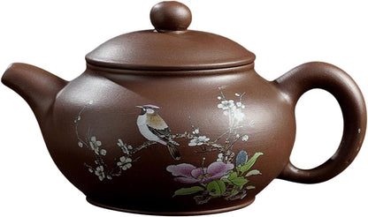 Fenteer Zisha Teapot Chinese Tea Pots Handmade for Home Office Collectibles Teaware Gift Decoration Loose Tea Hand Painted Tea Maker Kung Fu Teapot, 170ml Spring