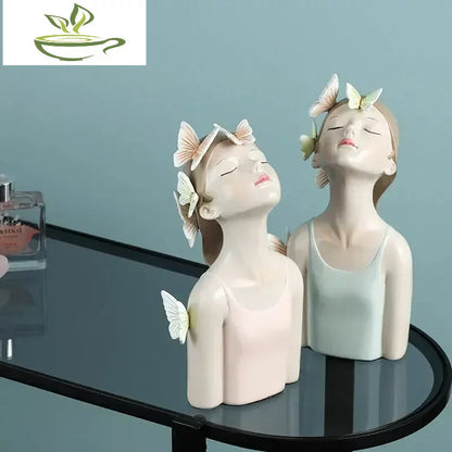 Modern Butterfly Girl Resin Sculpture Decoration Girl Heart Princess Room Home Decoration Fairy Statue Valentines Day Gift fairy