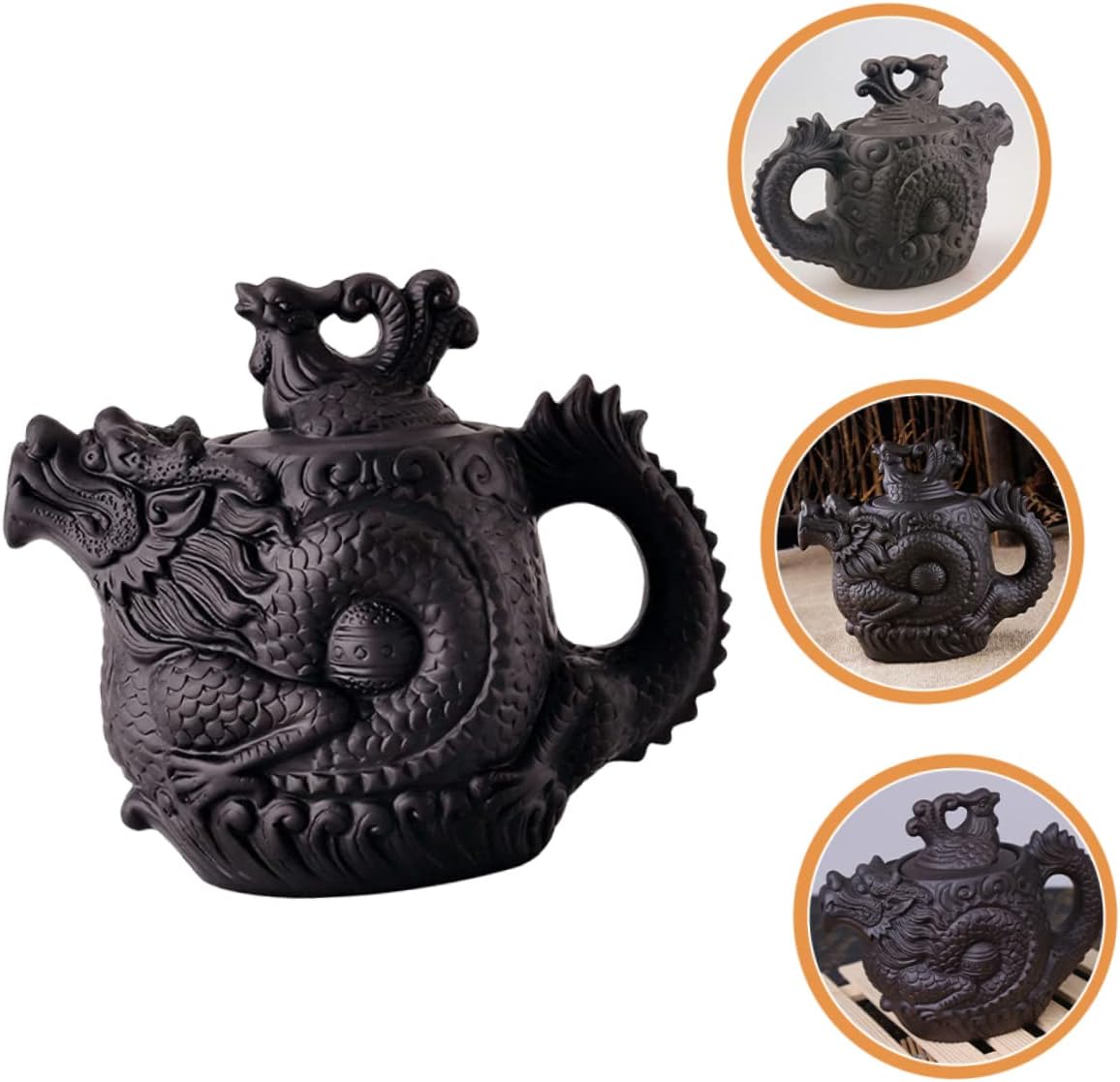 PRETYZOOM Dragon Phoenix Purple Clay Teapot Brass Teapot Tea Kettle Ceramic Zisha Teapot Purple Clay Tea Pot Frog Teapot Tea Pots for Loose Tea Exquisite Tea Pot Ceramics Office Japan