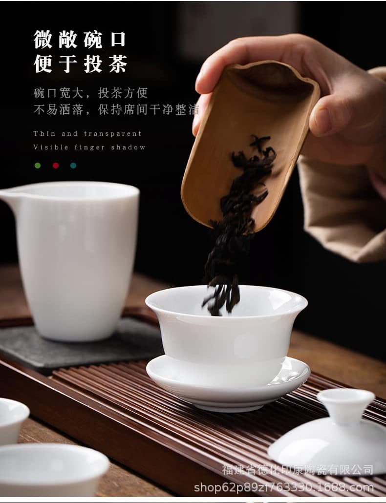 Gaiwan Teacup Chinese Gongfu Tea Set High White Porcelain Ceramic Gift Box (douli cup)