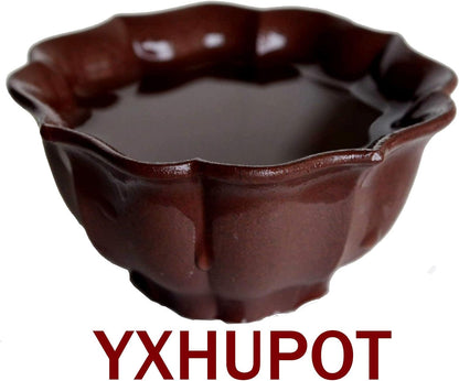 YXHUPOT Chinese zisha Clay 4pcs Cups Gongfu Teacups Diamond Flower (Dark brown purple)