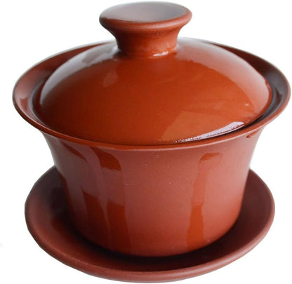 YXHUPOT Teacup Kungfu Zea bowl Zisha Red Clay black 4oz/130ml Cup Gaiwan Sancai Saucers (Red)