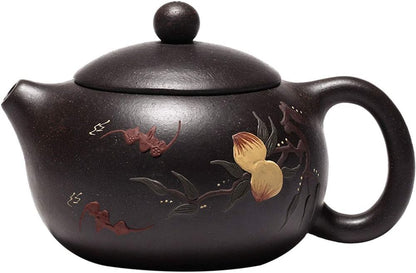 Zisha Teapot 6.7Oz Chinese Yixing Clay Handmade Xishi Pot Spherical Filter Kungfu Tea Set