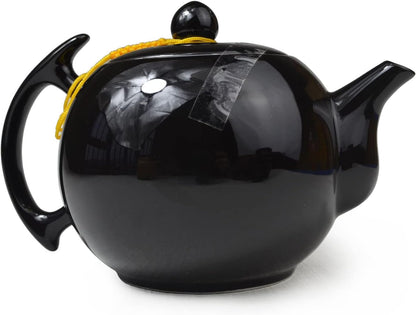 Porcelain Teapot 4 Teacups, 10oz Tea Pot with 4 Small Cups Ceramic Kettle Tea set Black (Teapot+4 teacups)