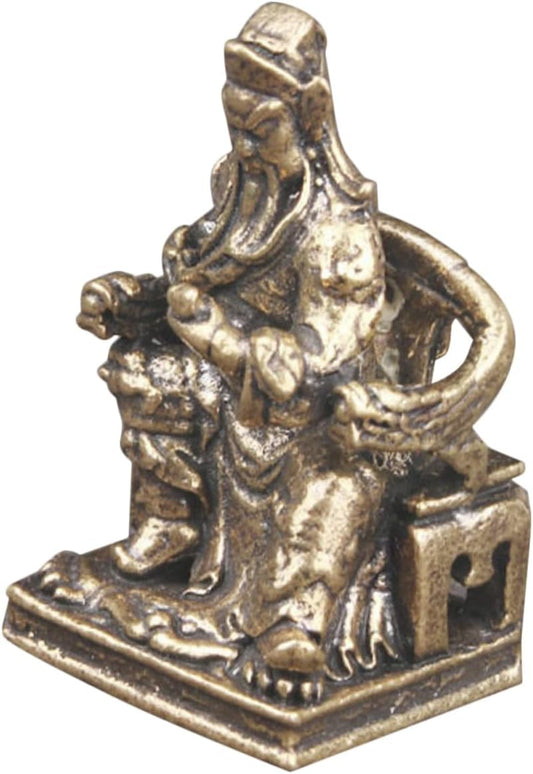 VOSAREA Brass Guan Gong God Statue Guan Yu Warrior Statue Chinese Wealth Decor Feng Shui Shen Statue Housewarming Gift Chinese Feng Shui Statue God of Wealth Chinese Style Office