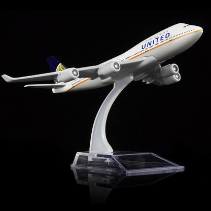 United Airlines B747 24-Hour Plane Model - Alloy Metal Aircraft - 1:400 Scale - Birthday &