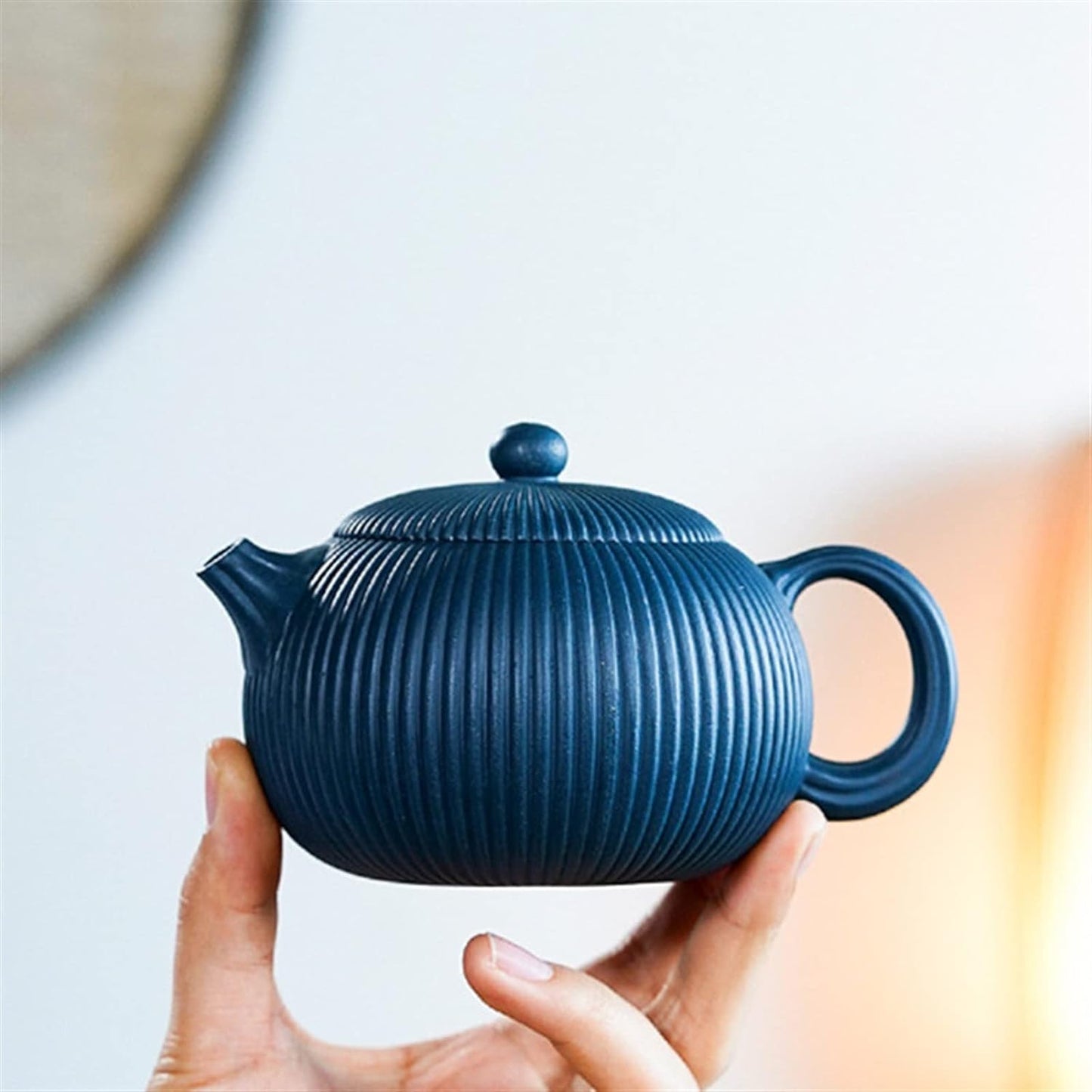 Teapot 250ML Small Zisha Teapot Handmade Striped Xishi Teapot with Filter Loose Leaf Teapot Gift Tea Set Tea Kettle