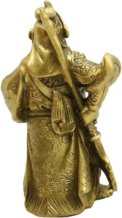 BRABUD Chinese Fengshui Brass Warlord Hero Warrior Guan Gong Guan Yu Fortune Protection Statue Collection