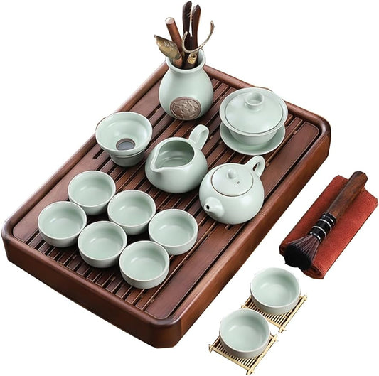 GIZNXBA Tea Pot Cup Set with Tray, Ceramic Tea Set Porcelain Teapot, Tea Set with Tray for Adults, Tea Set for Home Outdoor Picnic Business Hotel Office (Color : C)
